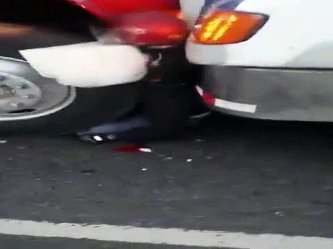 Motorcyclist Sandwiched Between Two Semi Trucks in Panama