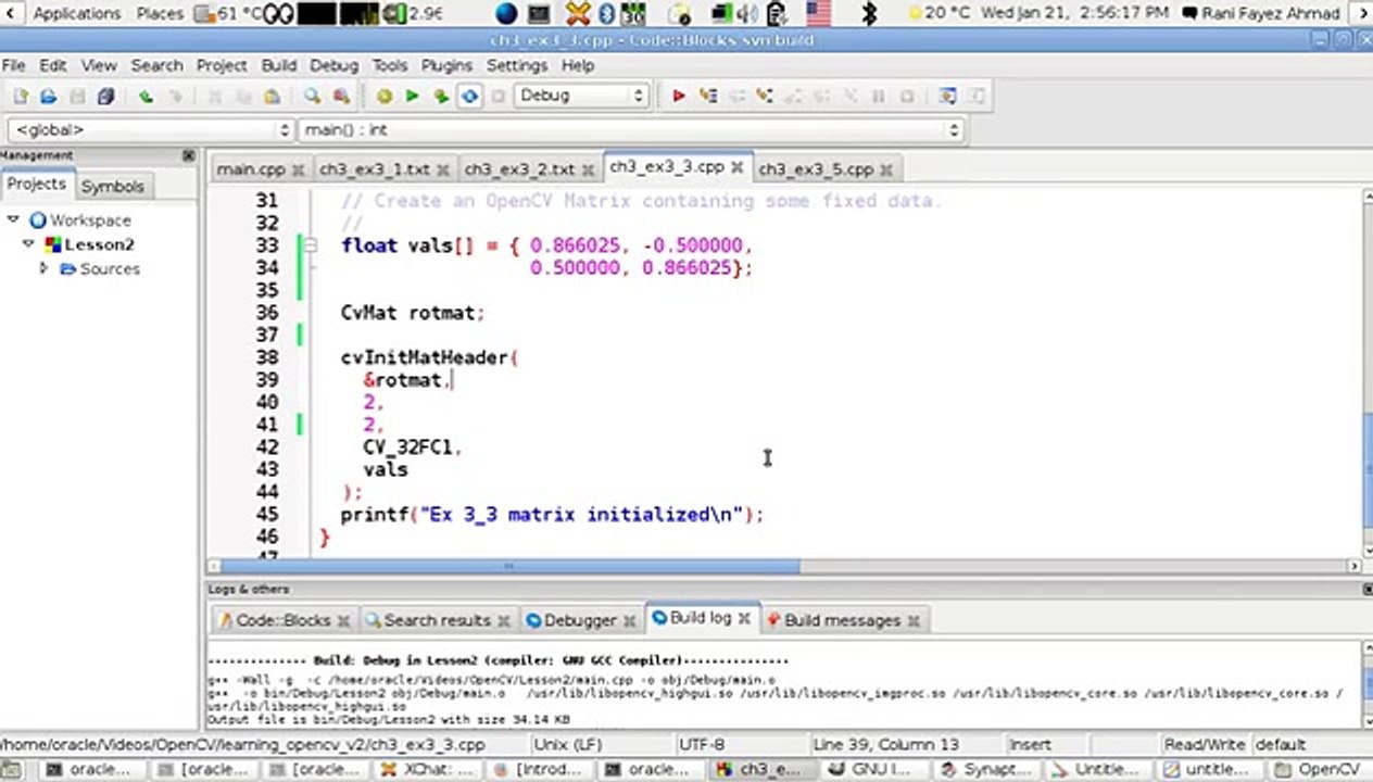OpenCV Using C++ Lesson 22 Structure of CvMat (Arabic Version)