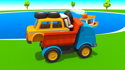 Leo der neugierige Lastwagen - Besuch von einem TAXI | Animation für Kinder
