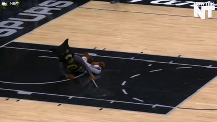 Spurs Mascot Captures A Loose Bat In The Stadium