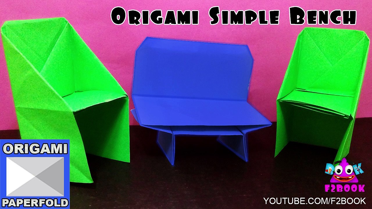 73 - Origami Simple Bench - Folding Instructions For Kids step by step F2BOOK Video - 73