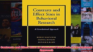 Contrasts and Effect Sizes in Behavioral Research A Correlational Approach
