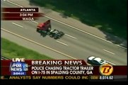 Police chase a hijacked big rig