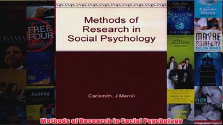 Methods of Research in Social Psychology