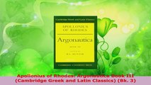 Read  Apollonius of Rhodes Argonautica Book III Cambridge Greek and Latin Classics Bk 3 EBooks Online