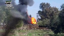 درعا: الجيش السوري الحر يدمر دبابة لقوات النظام في محيط تل الجموع 7 6 2014