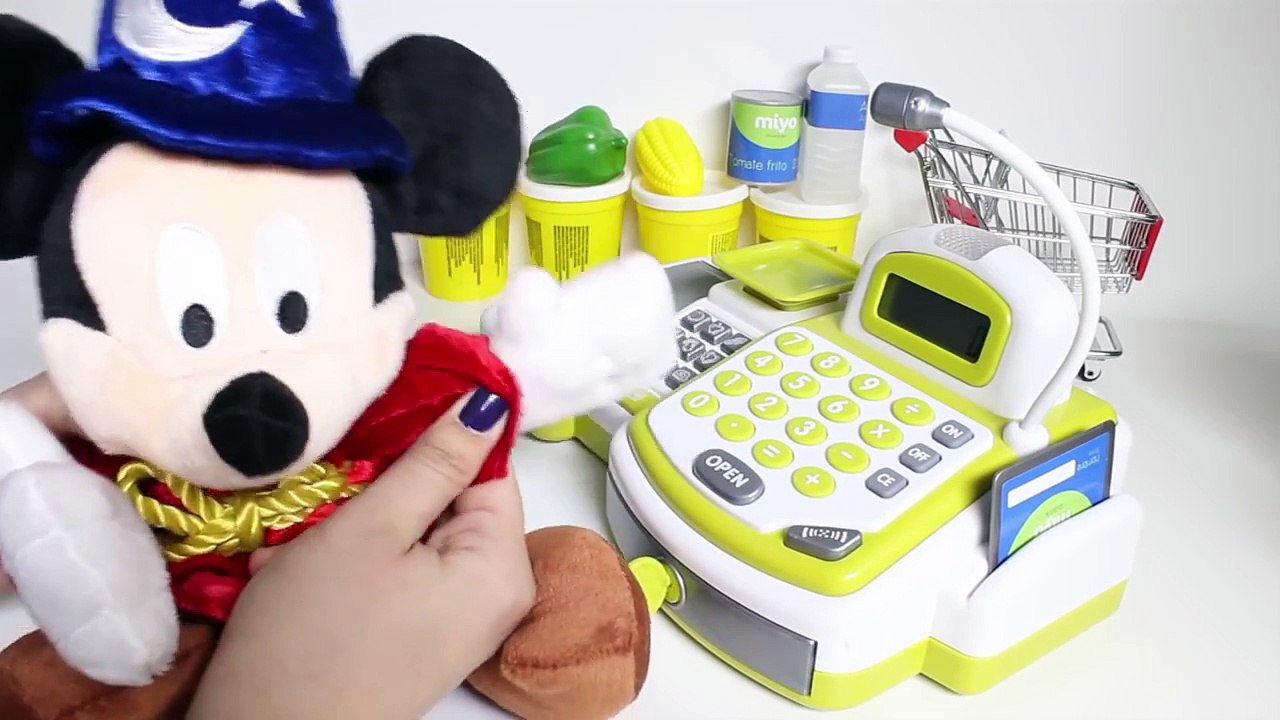 ❤ MICKEY MOUSE CASH REGISTER ❤ Supermarket Mickey Mouse Disney Toys Shopping Play Doh Food