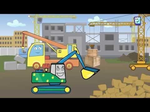 ✔ Maszyny budowlane: Koparka ,Kran Ciągnik i Wielka Betoniarka - Auta Bajki Dla Dzieci ✔