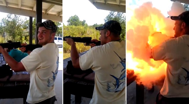 Muzzle Loader Gun Ignites Black Powder At Shooting Range