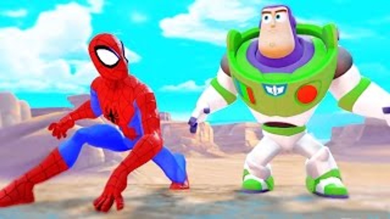 THE AMAZING SPIDERMAN having fun with Toys Story Buzz Lightyear and a PURPLE MONSTER!!