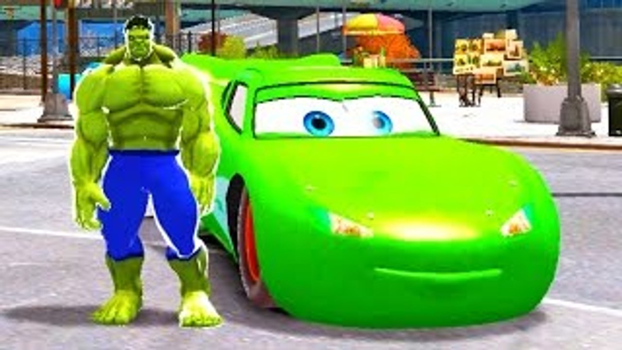 Disney McQueen Pixar Cars with GREEN HULK and Nursery Rhymes Songs for Children