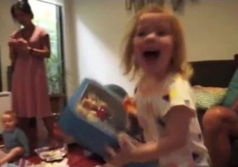 Little Girl Overjoyed at Frozen Christmas Present