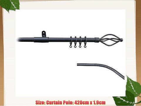 Speedy County Metal 19mm Crown 3 Sided Bay Curtain Pole Set Black 420 Cm