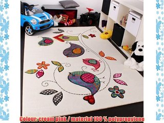 Kids Rug Bird Design Cream Blue Orange Green 120x170 cm