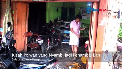 Kisah Bripda Eka, Polwan yang Nyambi Jadi Tukang Tambal Ban