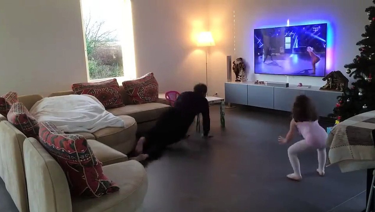 Daddy and his daughter dancing on Sia's song Chandelier is just so cute