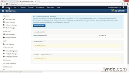 006 A quick tour of the Joomla! interface - Working with Joomla! 3.3