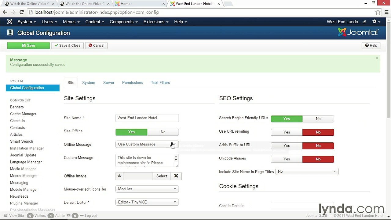 008 Modifying Global Configuration - Working with Joomla! 3.3