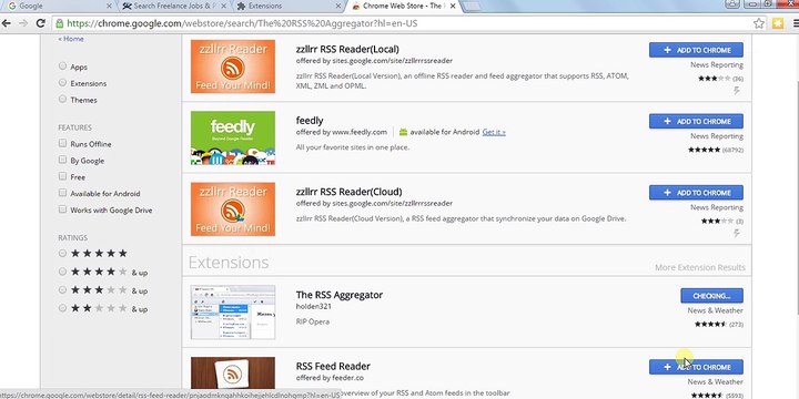 How to add Guru Jobs Rss feed in chrome to get updates in every minutes