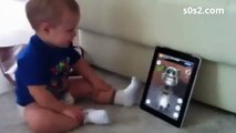 Cute baby talks with cat on Ipad - Funny babies, cats, animals - Cute babies, cats, animals