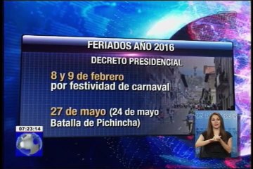 Calendario de feriados hasta el 2020