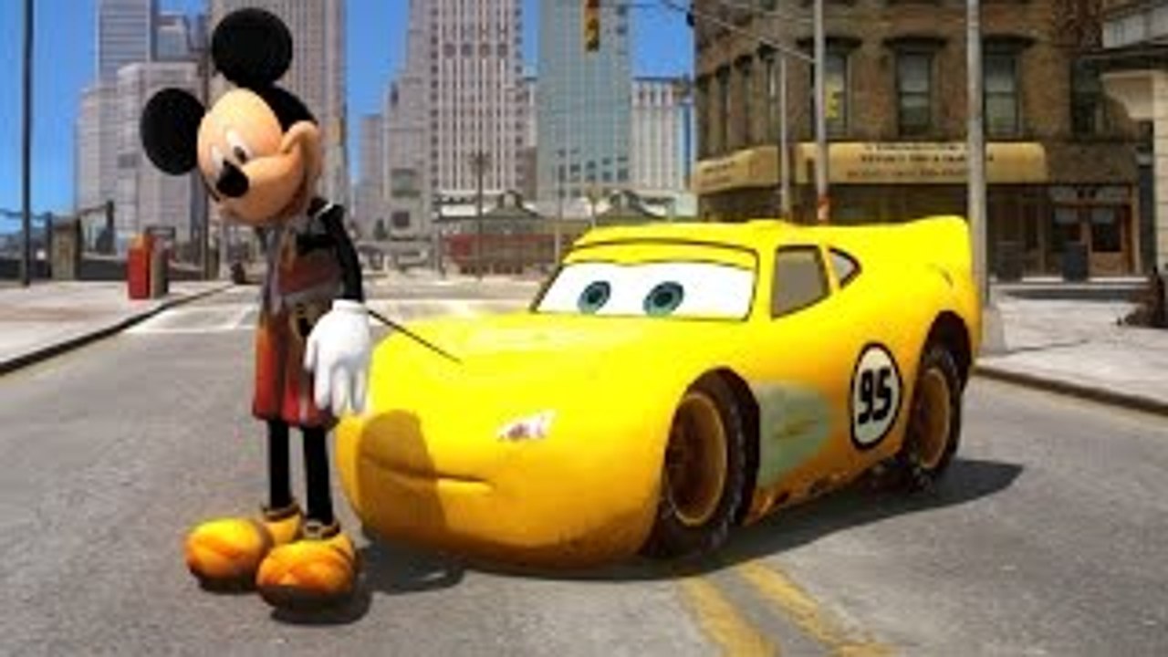 Mickey Mouse Toy Story Sheriff Woody Driving Their New Custom Lightning Mcqueen Cars!