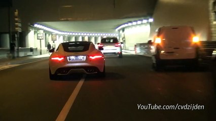 Jaguar F-Type R - Start up, Brutal Acceleration, Burnout!