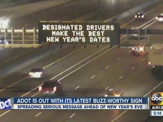 ADOT posts buzz-worthy New Year's Eve road signs