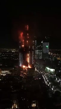 Fire at near Burj Khalifa Building (The Address Downtown Dubai Happy New Year 2016)