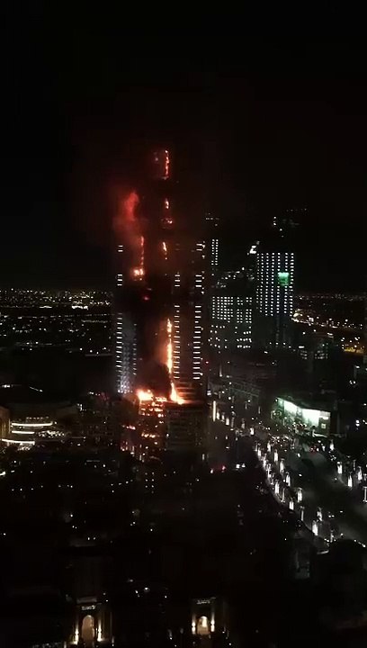 Fire at near Burj Khalifa Building (The Address Downtown Dubai Happy New Year 2016)