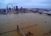 Drone Footage Shows Gateway Arch and Mississippi River Flooding