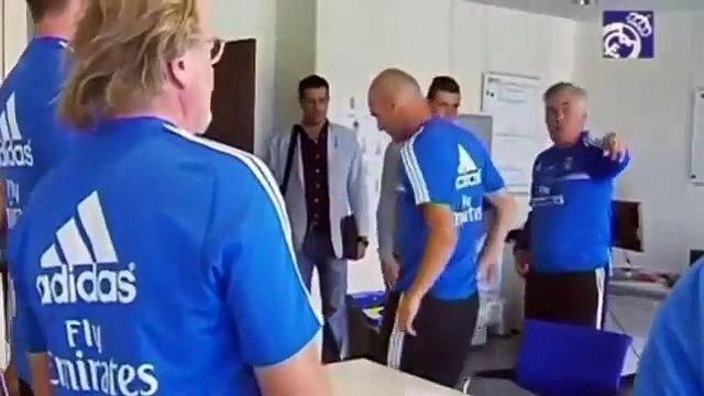 Gareth Bale with Cristiano Ronaldo on first day of training at Real Madrid