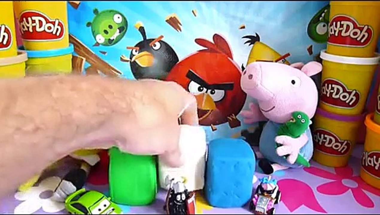Cars 2 Play Doh Spiderman Peppa Pig Spongebob Angry Birds hello kitty Surprise Eggs Toys play set