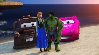 Lightning McQueen with Tow Mater, Anna of Arendelle (Frozen) & Hulk HD 1080p Disney Pixar