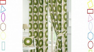 66 x 90 Metz/Discus Green Fully Lined Half Panama Eyelet pair of Curtains With Tie Backs