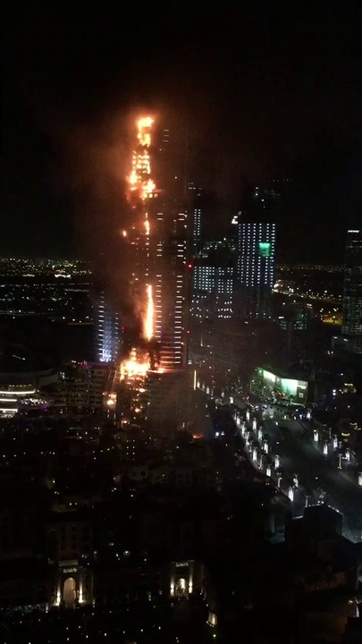 Address Hotel on fire in Dubai - Insane Fire Burning Down Building on New Years Eve 2015/2016