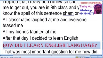 True story of learning English written by TARIQ AZIZ