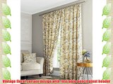 Homescapes Grey Cream Yellow Buttercup Floral Pencil Pleat Curtain Pair Width 90 x 72 Inch
