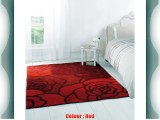 Very Large Quality Modern HeavyWeight Rose Design Burgundy Red Area Rug in 160 x 220 cm (5'3''