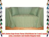 100% Cotton Sage Green Throw 225x250cms for 2 and 3 seater sofas armchairs and double/kingsize