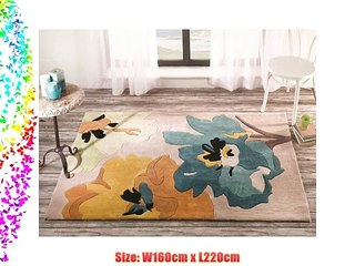 Flair Rugs Infinite Seasons Bloom Floral Handtufted Rug Teal/Ochre 160 x 220 Cm