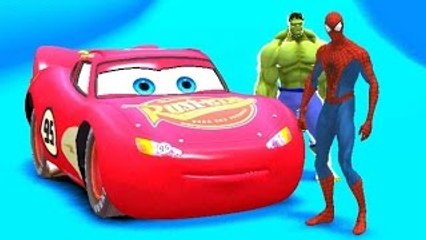 Fun Nurery Rhymes Disney Pixar Hulk The Amazing Spider Man with Custom Cars Lightning McQu