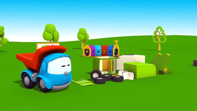 Toy Truck Cartoons: LEO Juniors 3D STREET SWEEPER Construction Cartoons!