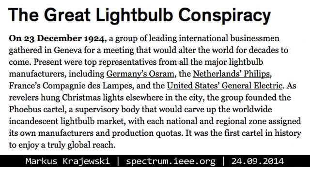 The Phoebus Cartel: Collusion, Corruption and Light Bulbs