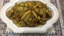 تحضير طاجين اللحم بالقنارية و الزيتون من المطبخ المغربي Tajine de viande aux Cardons et Ol