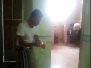 Troll friend for fun by firecrackers