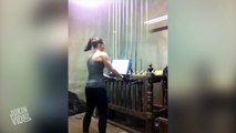 Girl Plays Christmas Song on Giant Chimes | Unique Workout