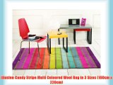 Illusion Candy Stripe Multi Coloured Wool Rug in 3 Sizes (160cm x 220cm)