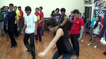 Sexy girl showing her freestyle dance moves