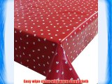 Hearts Red White Wipe Clean Tablecloth Oilcloth Vinyl Pvc Cut to Size Polka Dot Red 2000x140cm